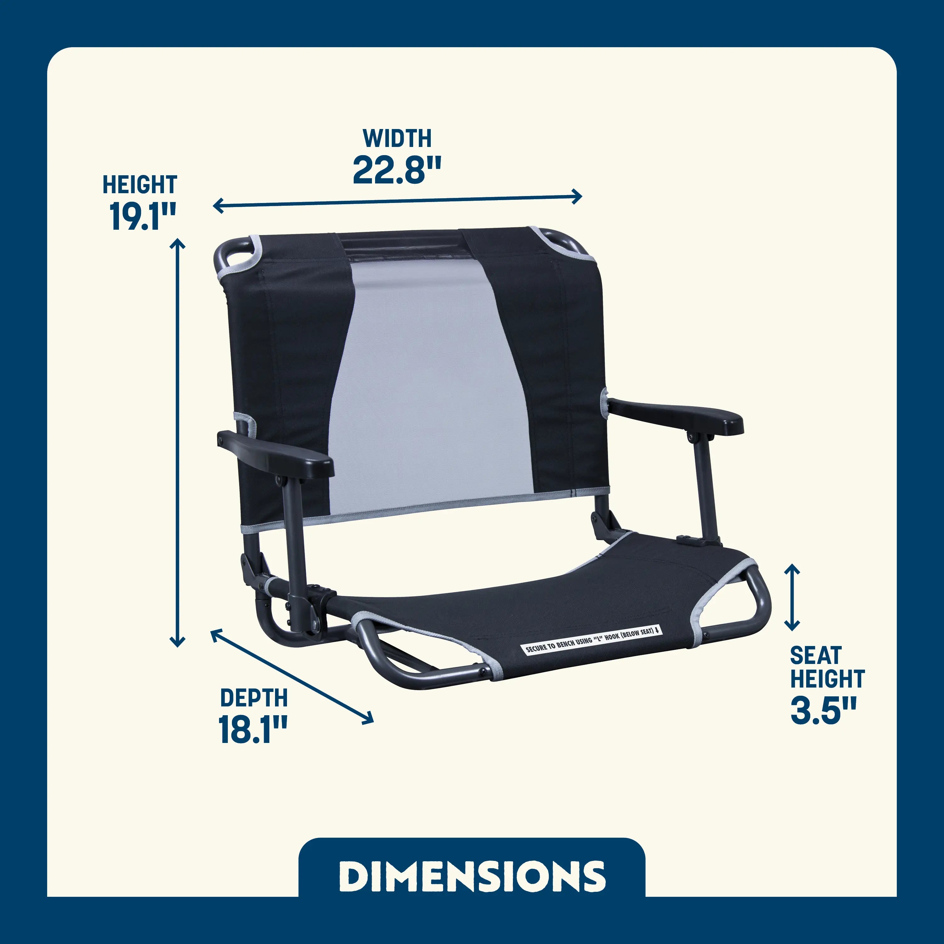 Bleacher-Friendly Big Comfort Stadium Chair with Armrests - Choice 465 - Bleacher-Friendly Stadium Chair with Back Support Detail