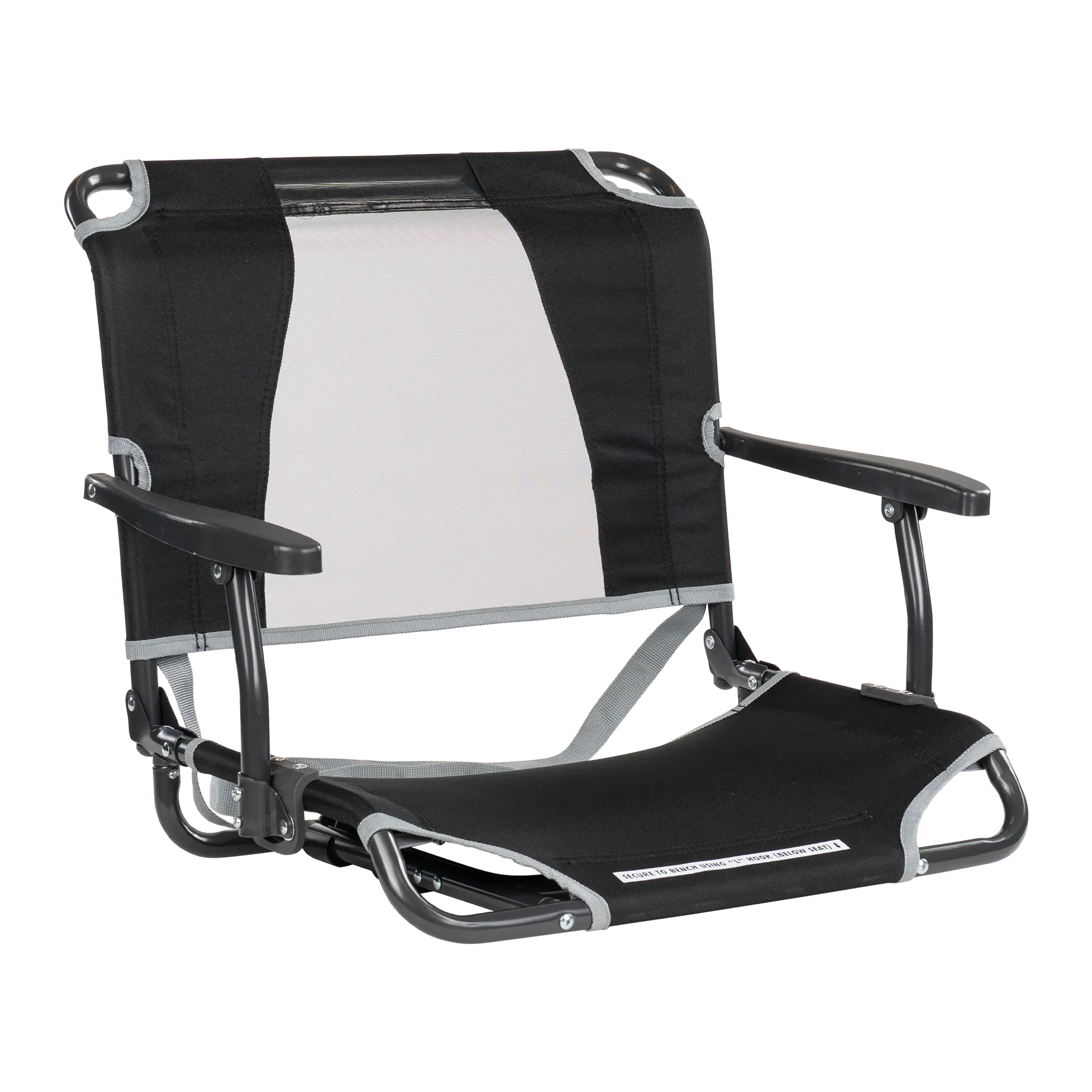 Bleacher-Friendly Big Comfort Stadium Chair with Armrests - Choice 465 - Bleacher-Friendly Stadium Chair with Back Support - Black