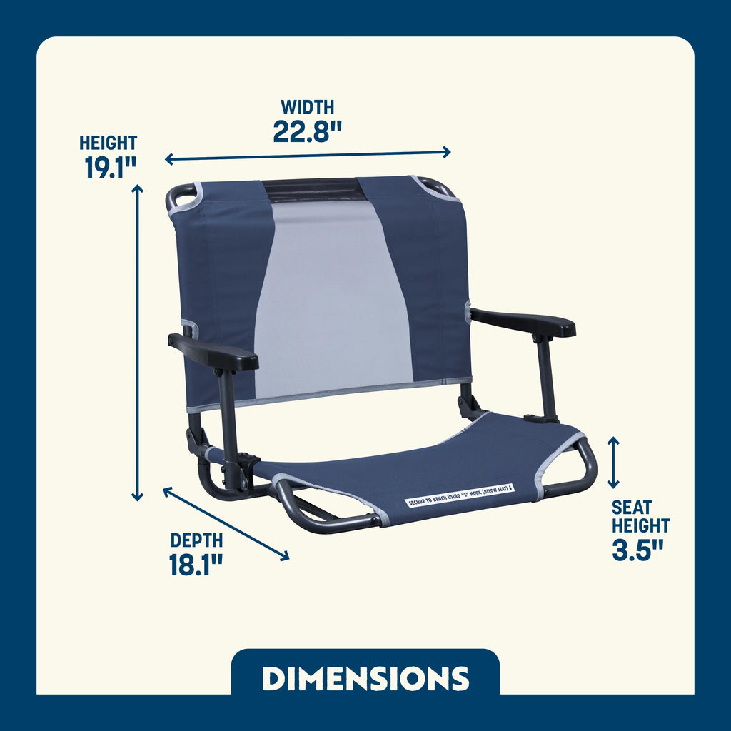 Bleacher-Friendly Big Comfort Stadium Chair with Armrests - Choice 465 - Bleacher-Friendly Stadium Chair with Back Support Detail
