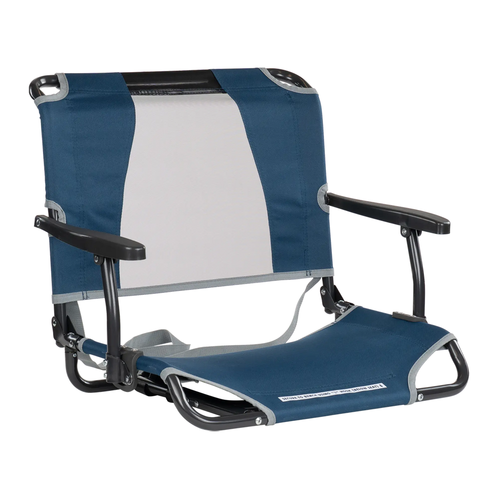 Bleacher-Friendly Big Comfort Stadium Chair with Armrests - Choice 465 - Bleacher-Friendly Stadium Chair with Back Support - Navy
