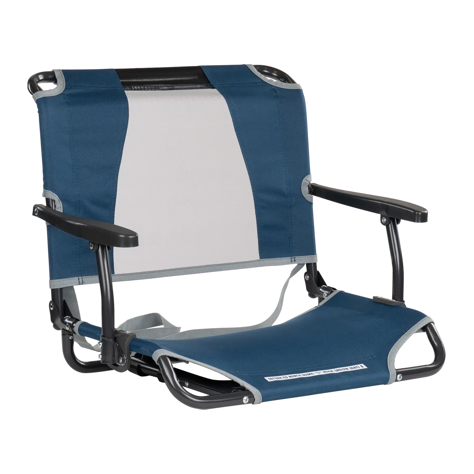 Bleacher-Friendly Big Comfort Stadium Chair with Armrests - Choice 465 - Bleacher-Friendly Stadium Chair with Back Support - Navy