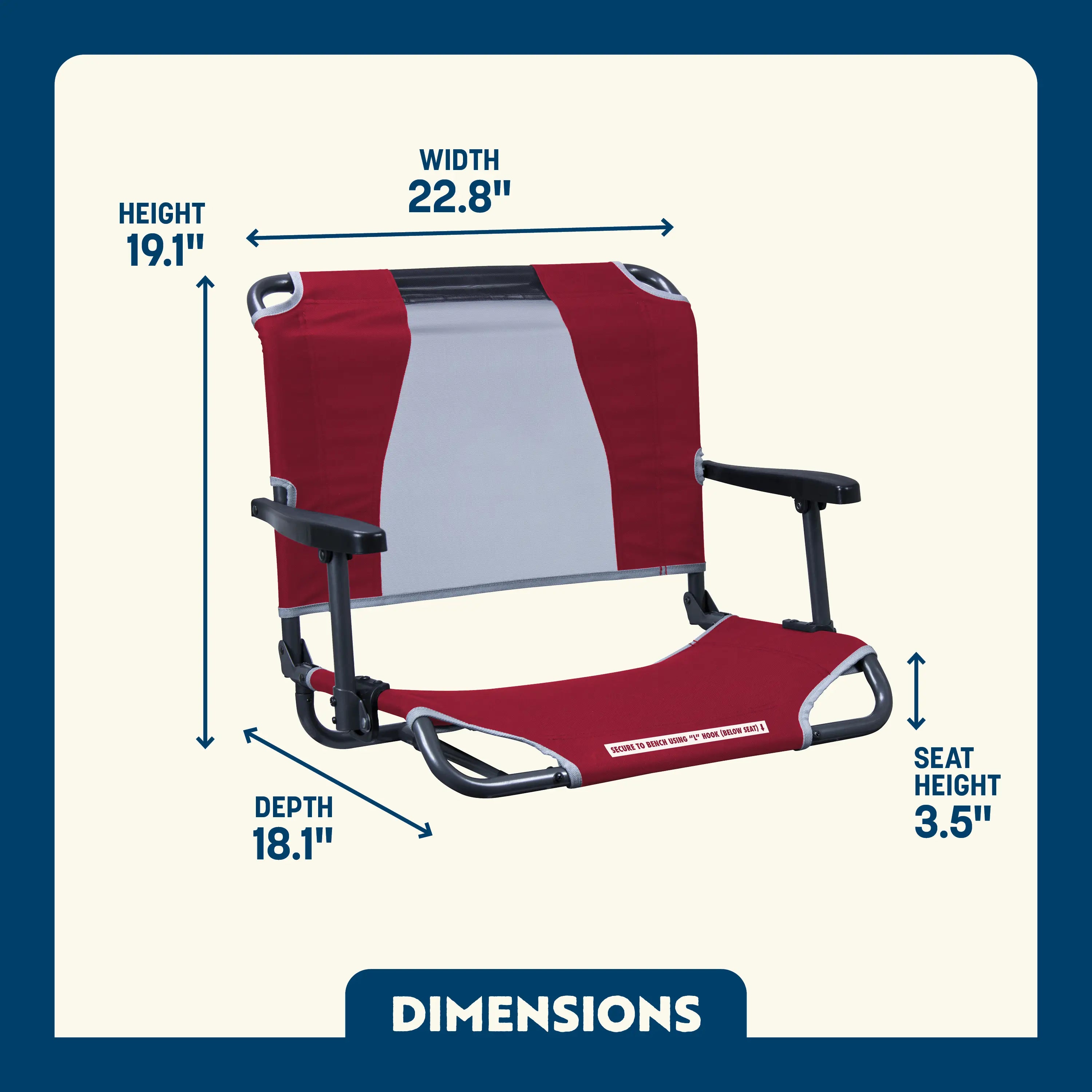 Bleacher-Friendly Big Comfort Stadium Chair with Armrests - Choice 465 - Bleacher-Friendly Stadium Chair with Back Support Detail