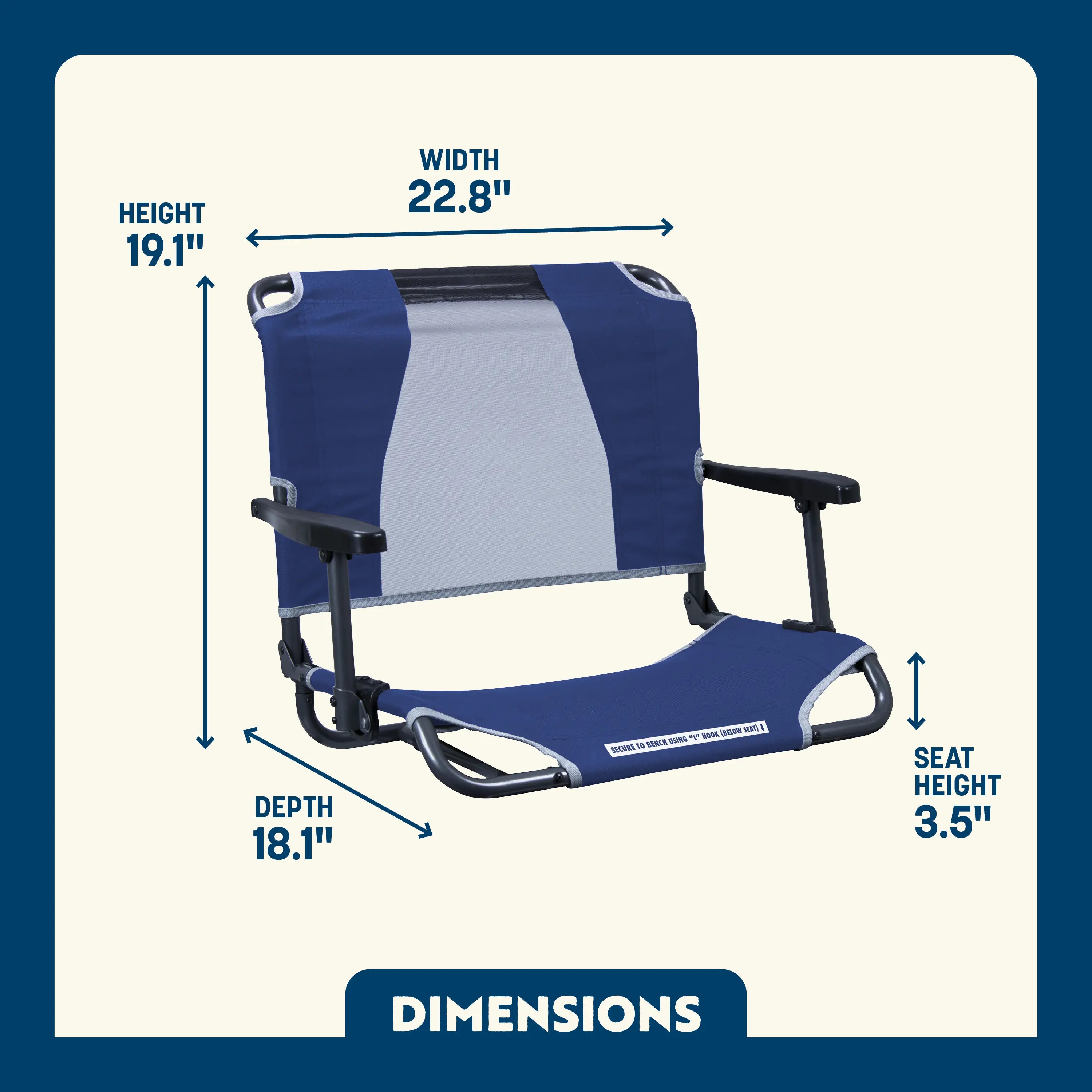 Bleacher-Friendly Big Comfort Stadium Chair with Armrests - Choice 465 - Bleacher-Friendly Stadium Chair with Back Support Detail