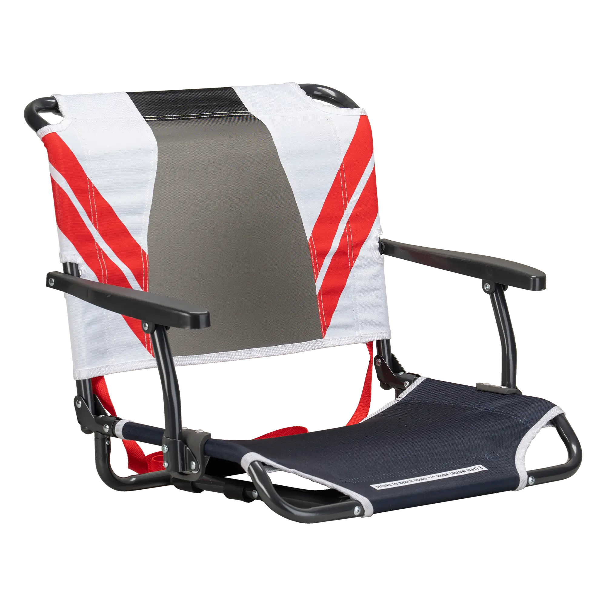 Bleacher-Friendly Big Comfort Stadium Chair with Armrests - Choice 465 - Bleacher-Friendly Stadium Chair with Back Support - Indigo/White/Red