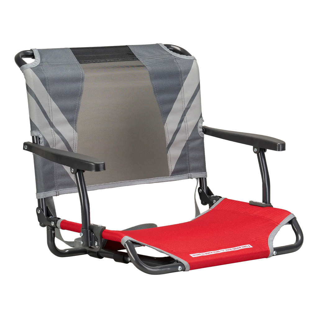 Bleacher-Friendly Big Comfort Stadium Chair with Armrests - Choice 465 - Bleacher-Friendly Stadium Chair with Back Support - Red/Gray