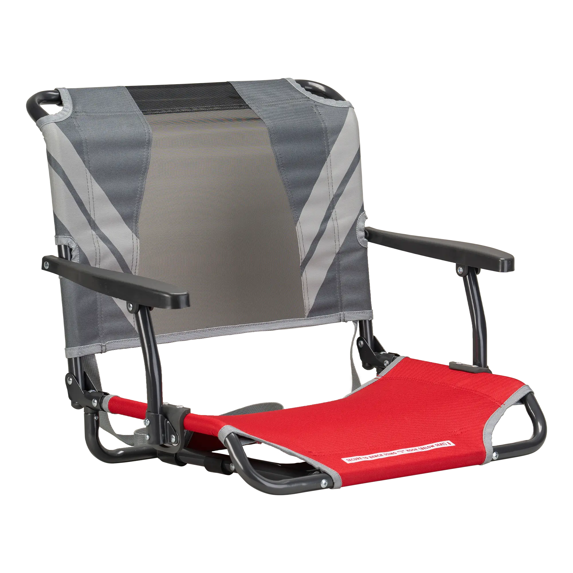 Bleacher-Friendly Big Comfort Stadium Chair with Armrests - Choice 465 - Bleacher-Friendly Stadium Chair with Back Support - Red/Gray