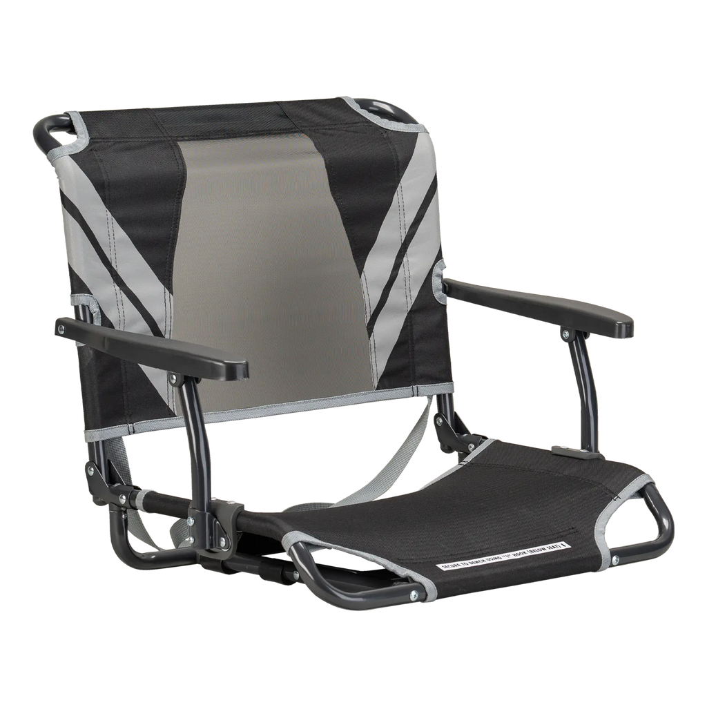 Bleacher-Friendly Big Comfort Stadium Chair with Armrests - Choice 465 - Bleacher-Friendly Stadium Chair with Back Support - Black/Gray