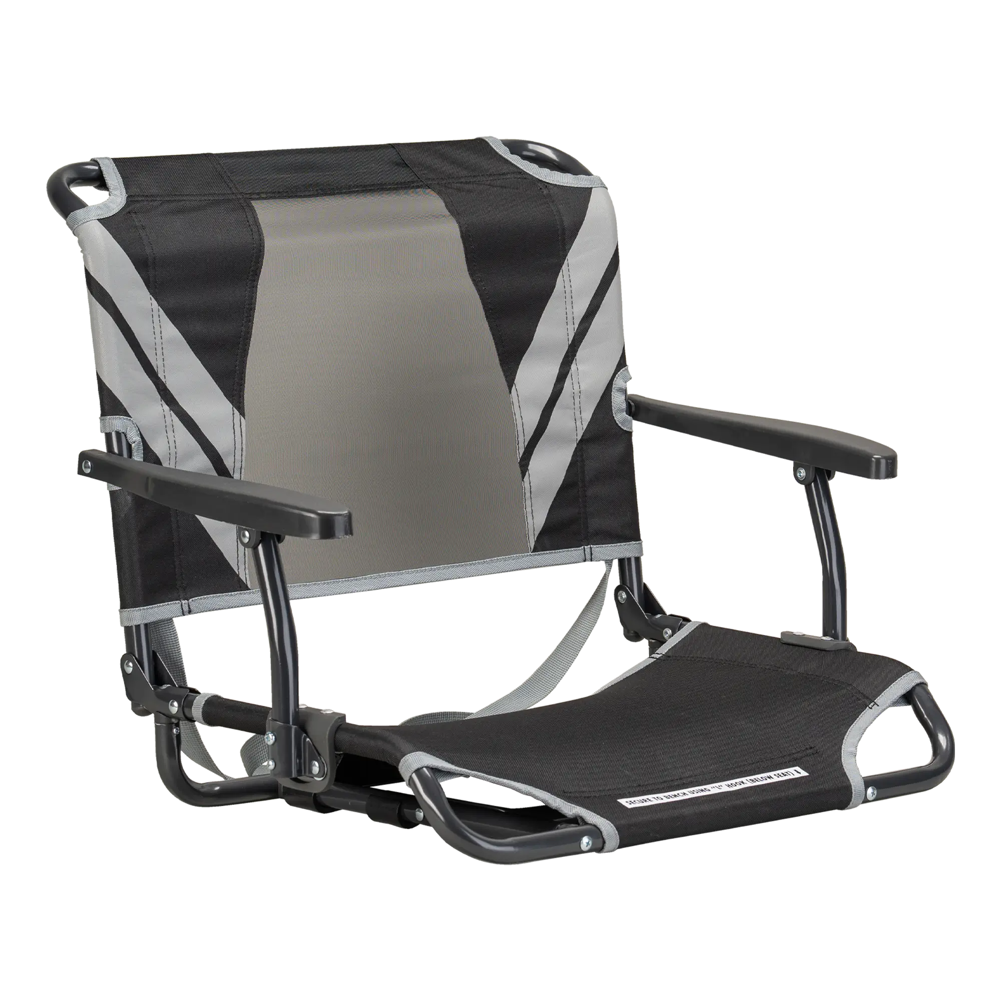 Bleacher-Friendly Big Comfort Stadium Chair with Armrests - Choice 465 - Bleacher-Friendly Stadium Chair with Back Support - Black/Gray