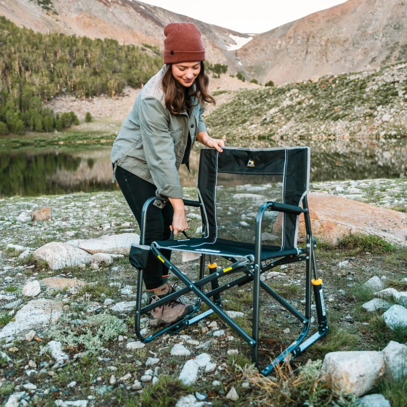 Luxury Camp Freestyle Rocker - Choice 711 - Heavy-Duty Kickback Rocker with Beverage Holder Detail