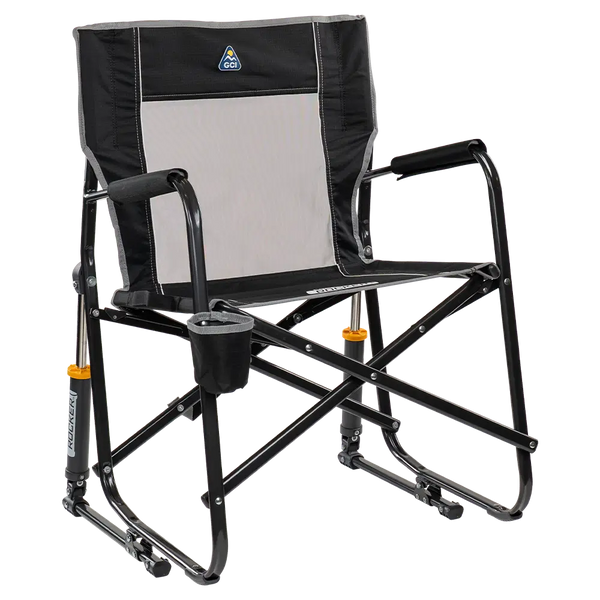 Luxury Camp Freestyle Rocker - Choice 711 - Heavy-Duty Kickback Rocker with Beverage Holder - Black