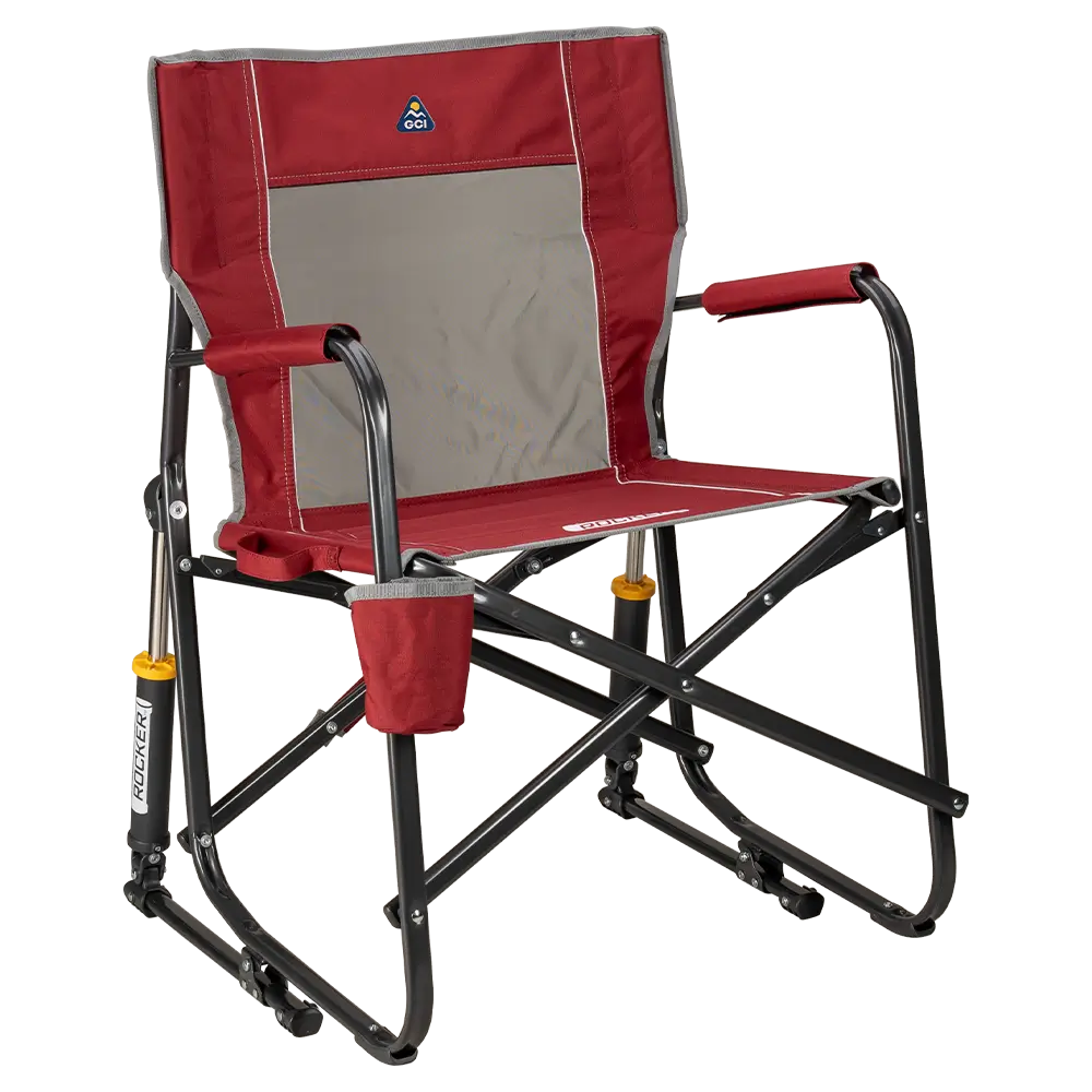 Luxury Camp Freestyle Rocker - Choice 711 - Heavy-Duty Kickback Rocker with Beverage Holder - Cinnamon