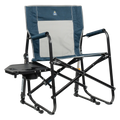 Luxury Camp Freestyle Rocker with Side Table - Choice 853 - Freestyle Rocker Portable Outdoor Folding Chair - Heathered Indigo