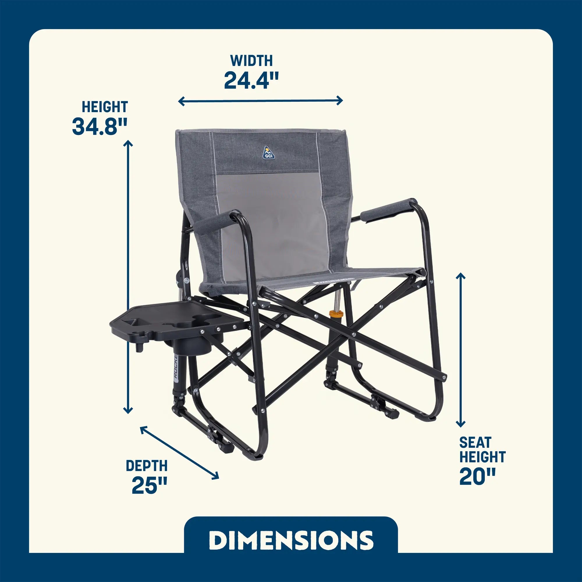 Luxury Camp Freestyle Rocker with Side Table - Choice 853 - Freestyle Rocker Portable Outdoor Folding Chair Detail