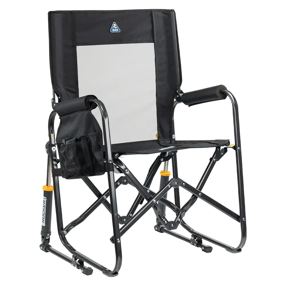 Premium All-Weather Stowaway Rocker - Choice 794 - Patented Spring-Action Rocking Chair for Camping - Black