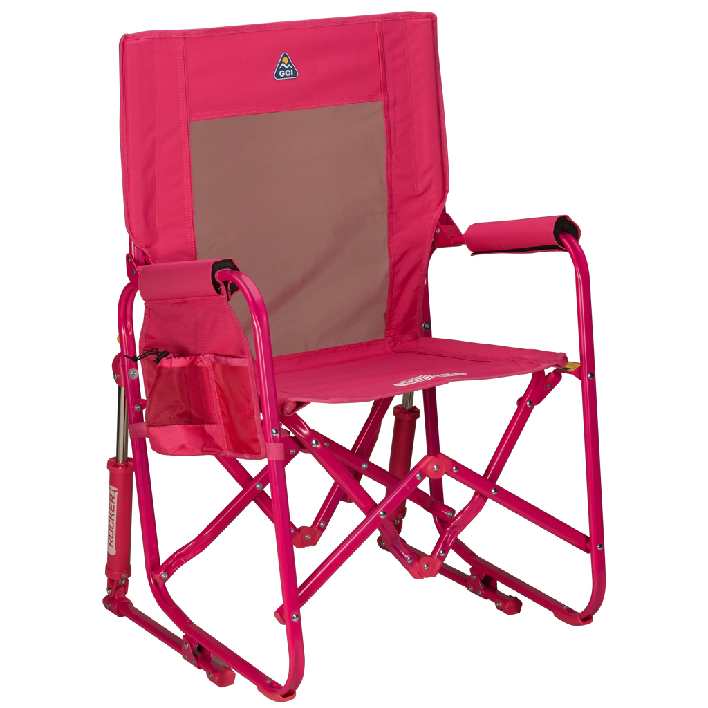 Premium All-Weather Stowaway Rocker - Choice 794 - Patented Spring-Action Rocking Chair for Camping - Bright Pink