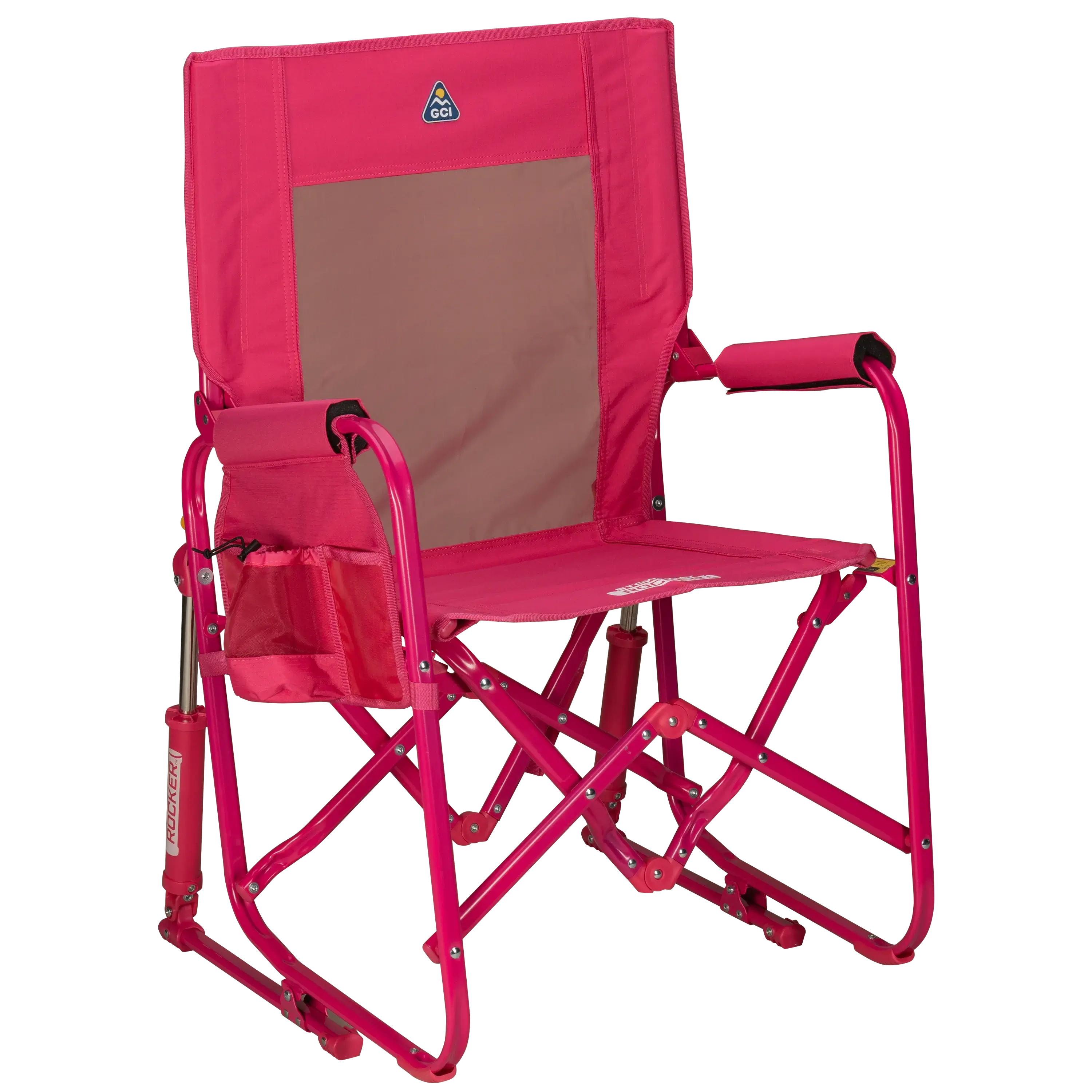 Premium All-Weather Stowaway Rocker - Choice 794 - Patented Spring-Action Rocking Chair for Camping - Bright Pink
