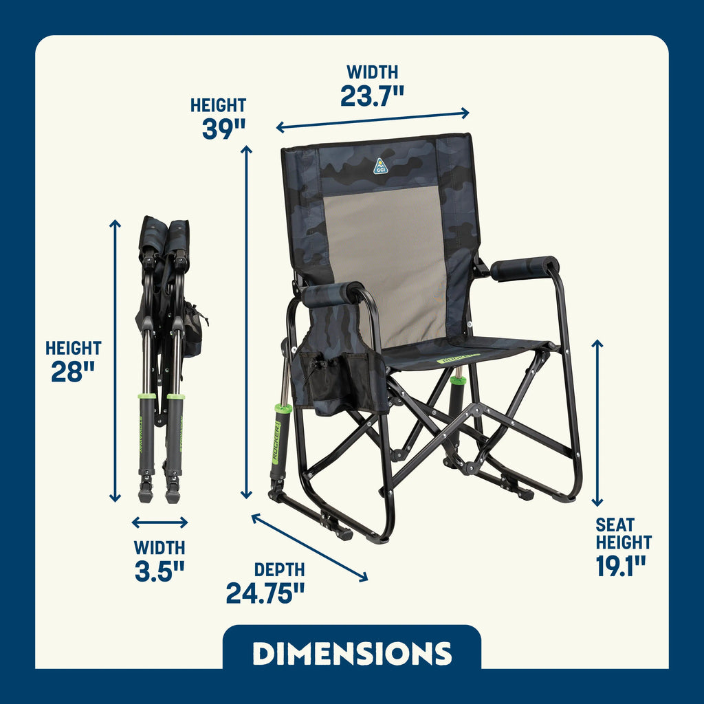 Premium All-Weather Stowaway Rocker - Choice 794 - Patented Spring-Action Rocking Chair for Camping Detail