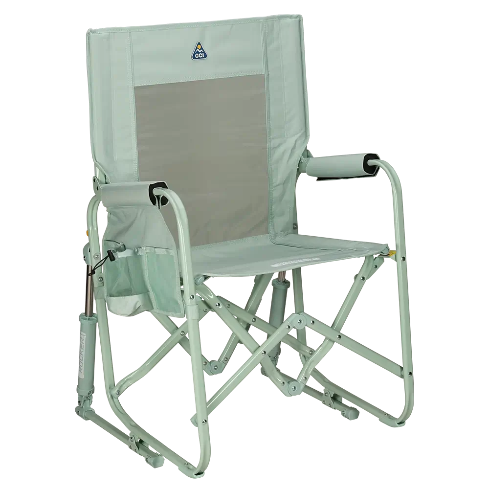 Premium All-Weather Stowaway Rocker - Choice 794 - Patented Spring-Action Rocking Chair for Camping - Pastel Green