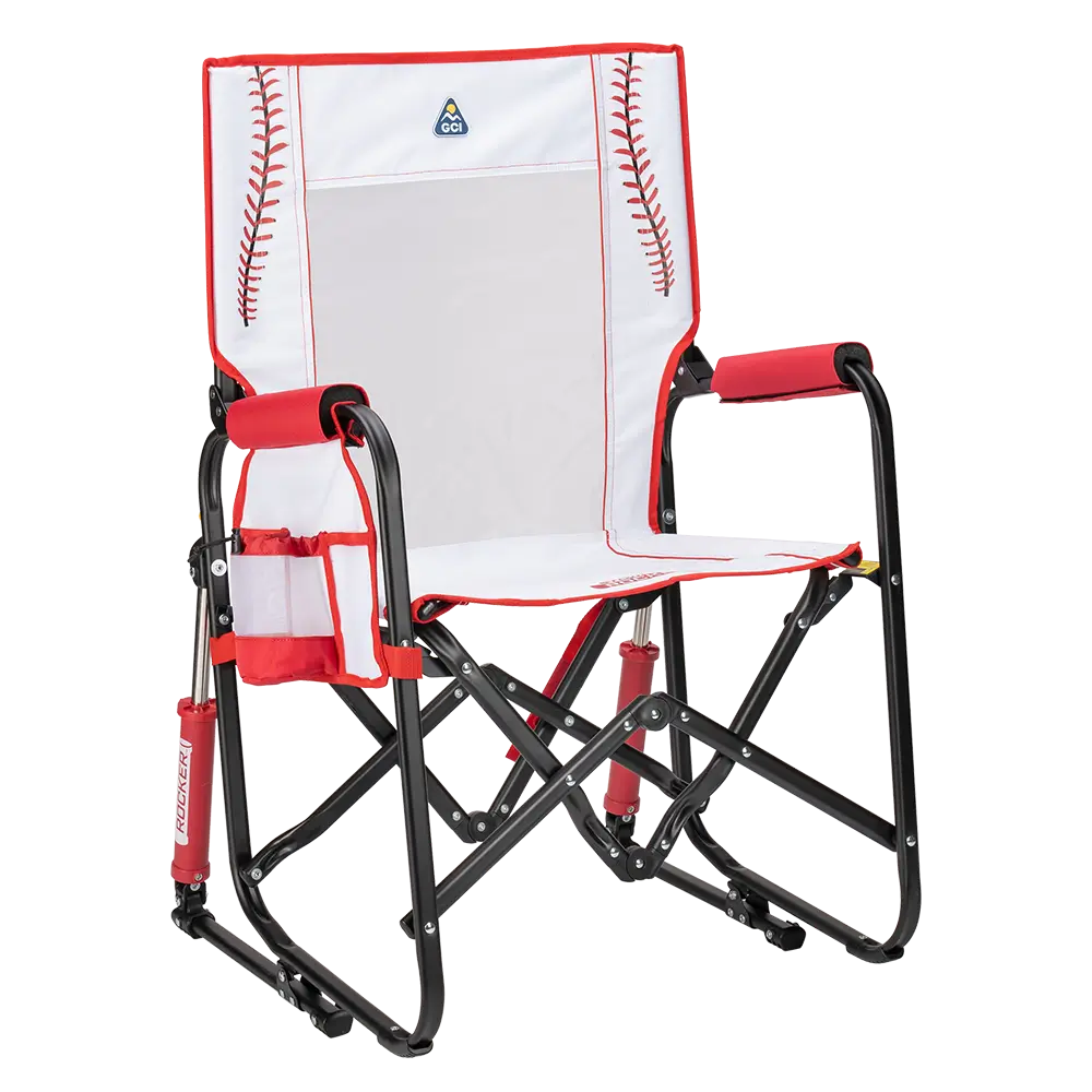 Premium All-Weather Stowaway Rocker - Choice 794 - Patented Spring-Action Rocking Chair for Camping - Baseball