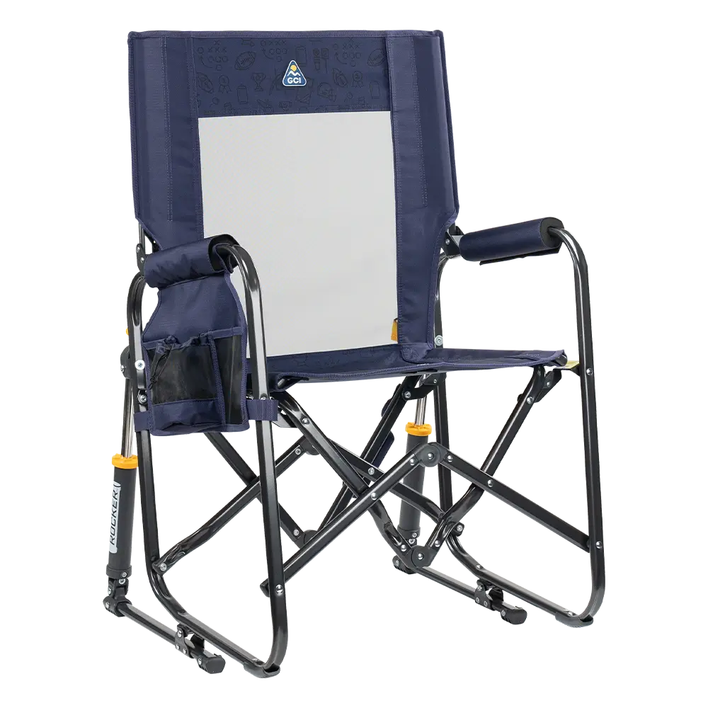 Premium All-Weather Stowaway Rocker - Choice 794 - Patented Spring-Action Rocking Chair for Camping - Tailgater Rich Blue