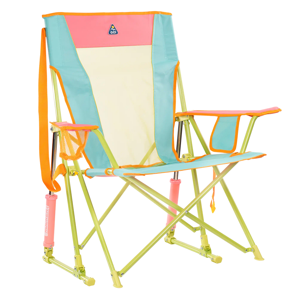 Luxury Camp Comfort Pro Rocker - Choice 375 - Freestyle Rocker Portable Outdoor Folding Chair - Sweet Tea