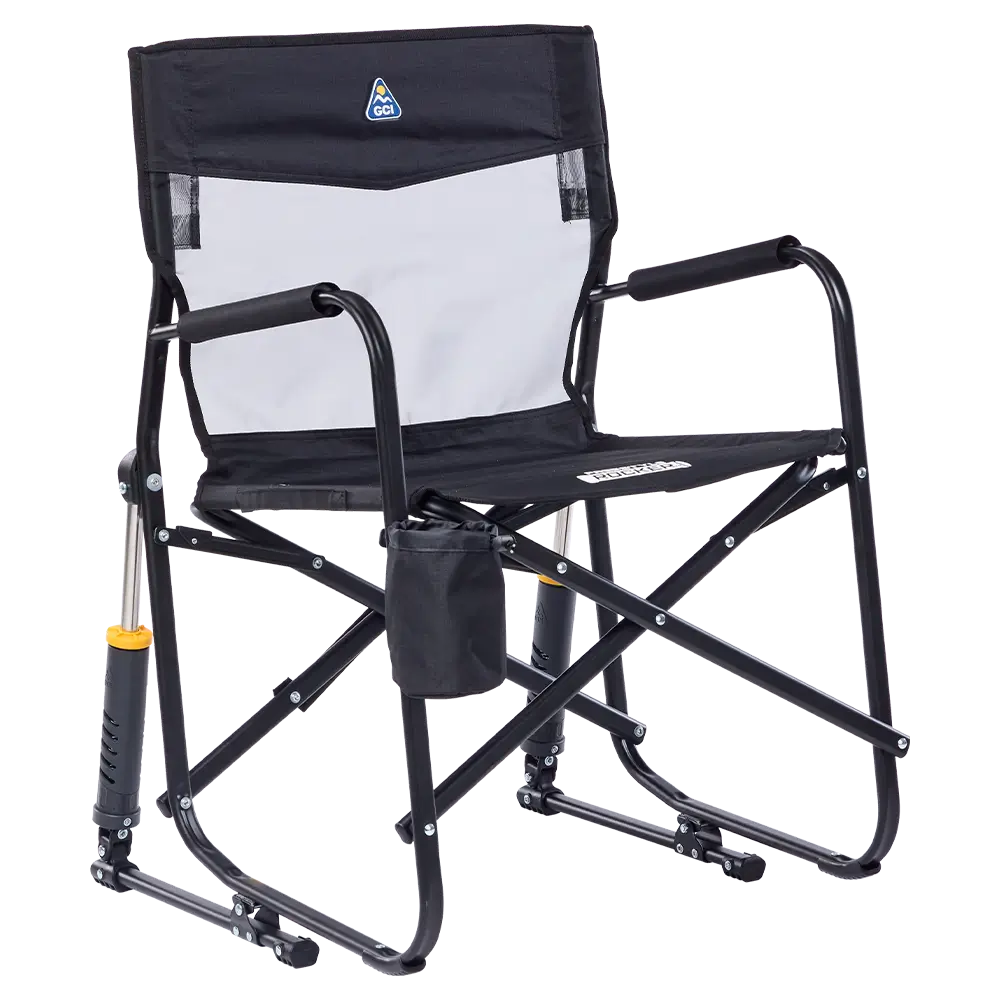 Patented Spring-Action Freestyle Rocker Elite - Choice 460 - Freestyle Rocker Portable Outdoor Folding Chair - Black