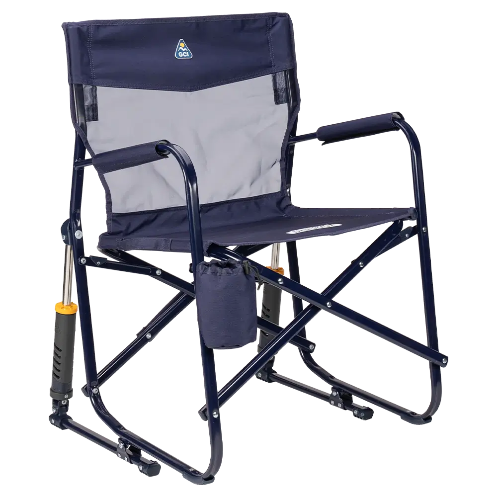 Patented Spring-Action Freestyle Rocker Elite - Choice 460 - Freestyle Rocker Portable Outdoor Folding Chair - Rich Blue