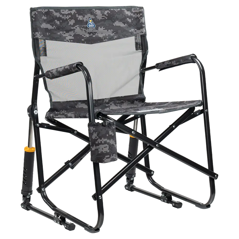 Patented Spring-Action Freestyle Rocker Elite - Choice 460 - Freestyle Rocker Portable Outdoor Folding Chair - Cool Gray Camo