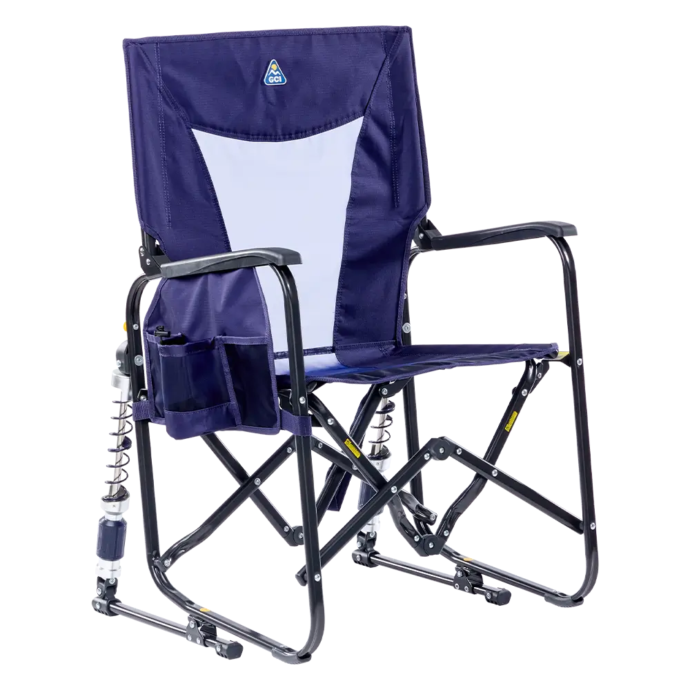 Smooth Motion Adjustable Rocker - Choice 573 - Freestyle Rocker Portable Outdoor Folding Chair - Rich Blue