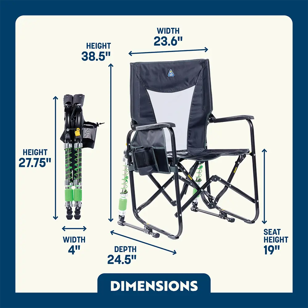 Smooth Motion Adjustable Rocker - Choice 573 - Freestyle Rocker Portable Outdoor Folding Chair Detail