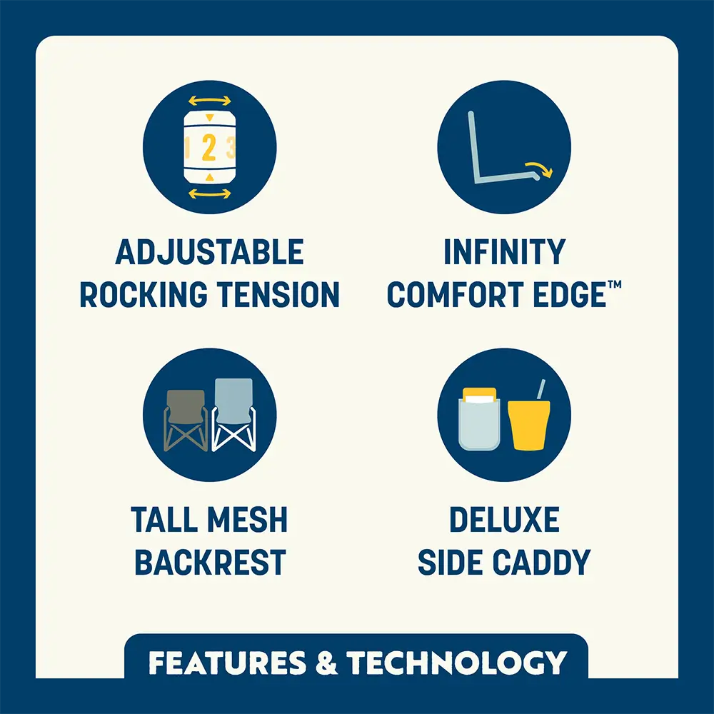 Smooth Motion Adjustable Rocker - Choice 573 - Freestyle Rocker Portable Outdoor Folding Chair Detail