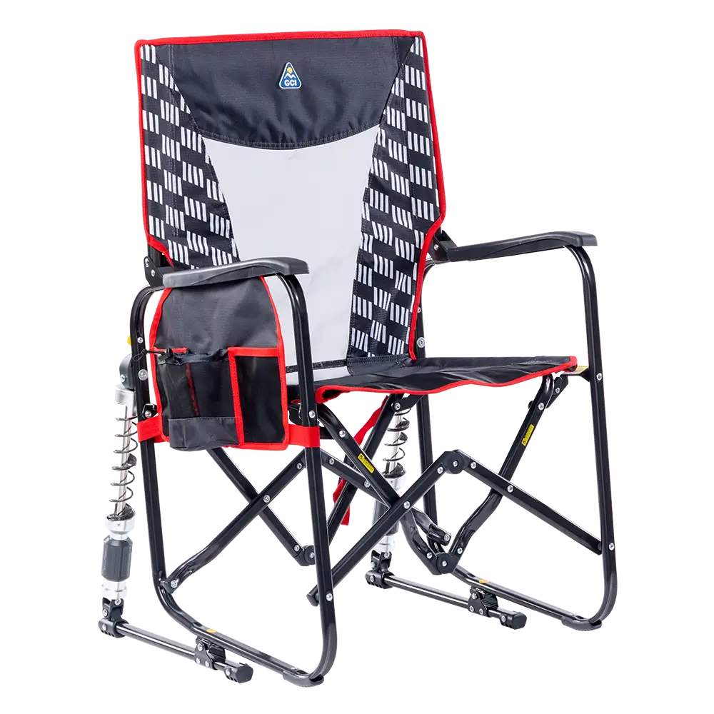 Smooth Motion Adjustable Rocker - Choice 573 - Freestyle Rocker Portable Outdoor Folding Chair - Charcoal Racing