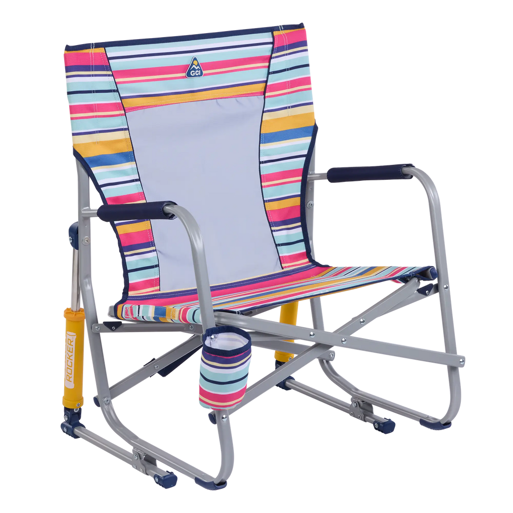 Luxury Camp Beach Rocker - Choice 712 - Freestyle Rocker Portable Outdoor Folding Chair - Multi Stripe