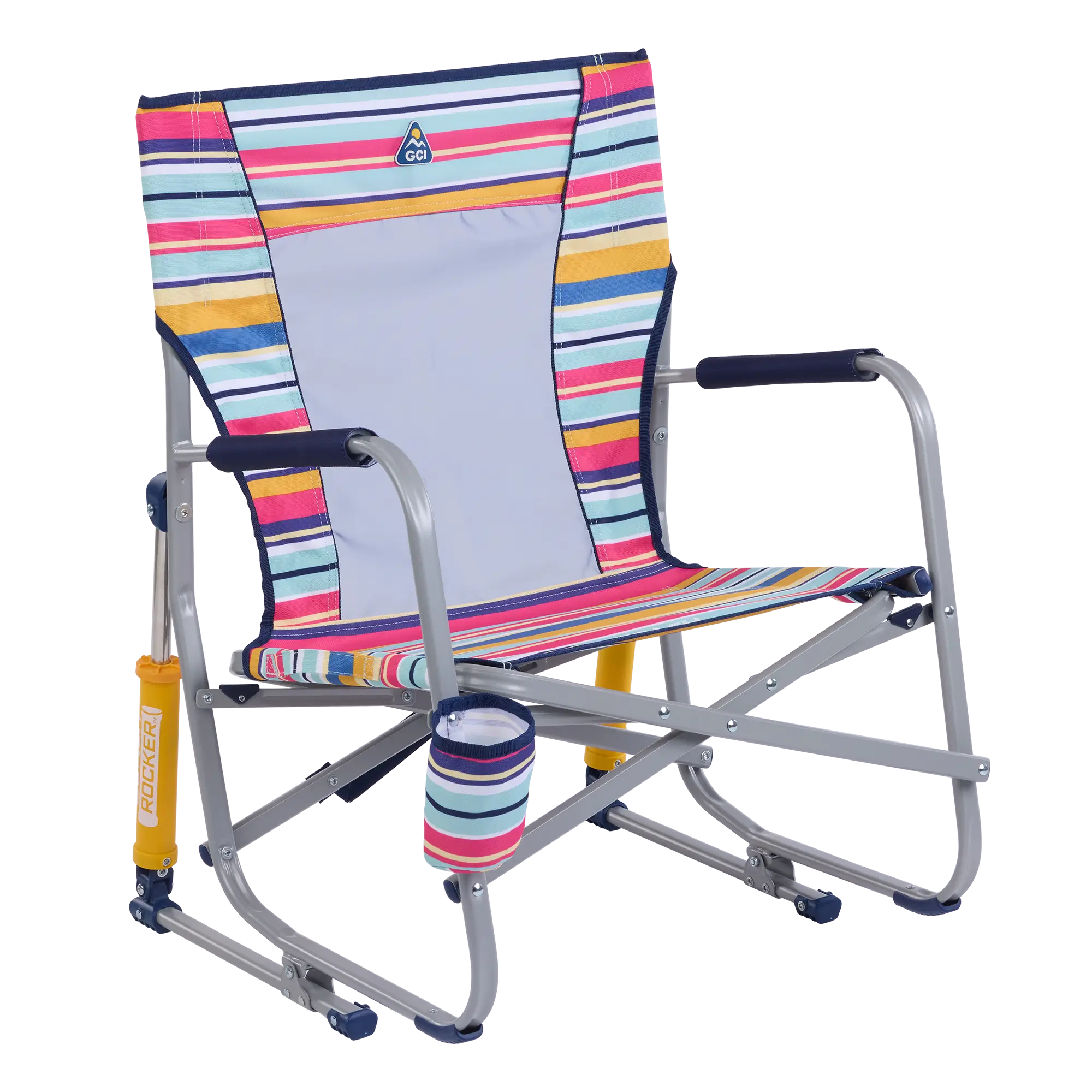 Luxury Camp Beach Rocker - Choice 712 - Freestyle Rocker Portable Outdoor Folding Chair - Multi Stripe