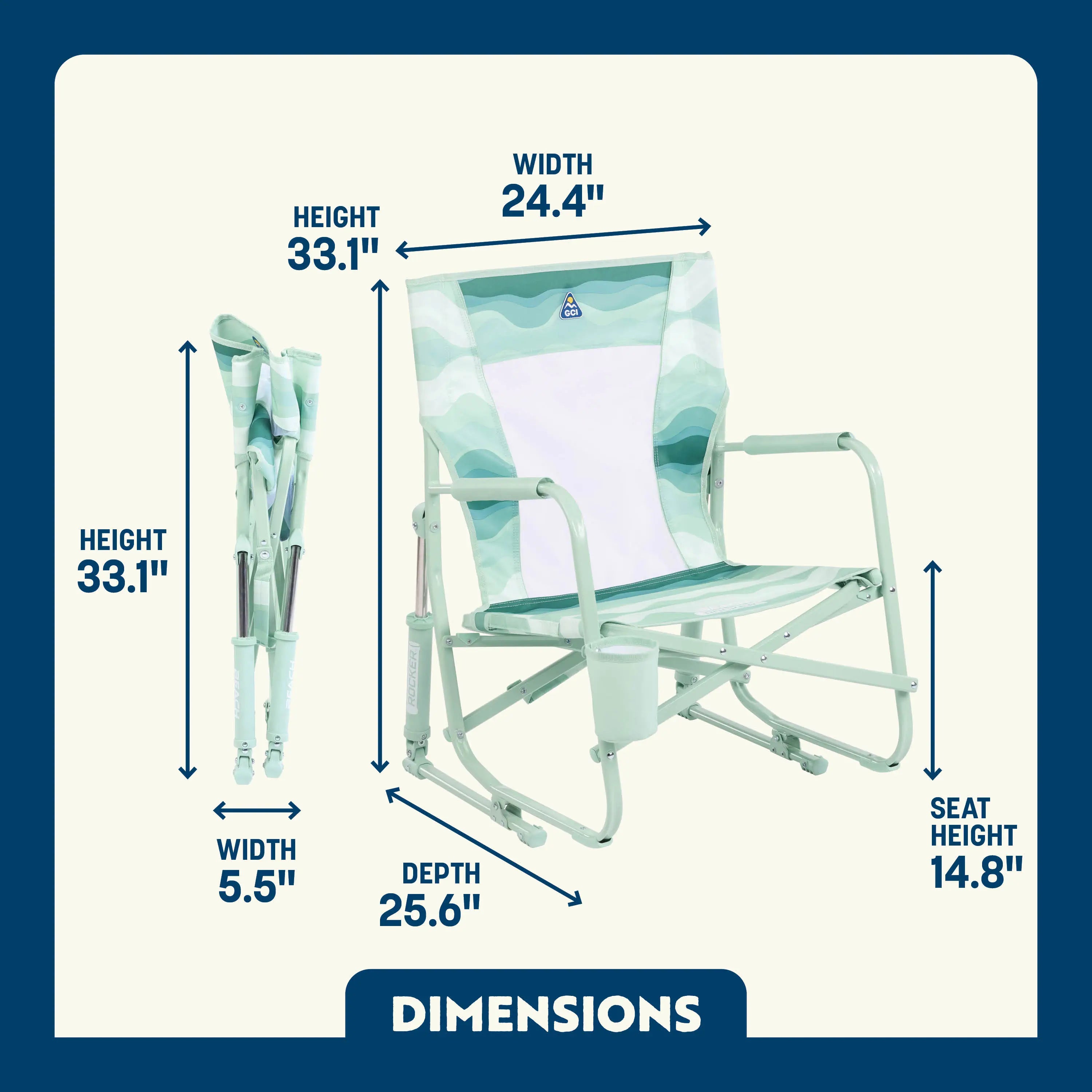 Luxury Camp Beach Rocker - Choice 712 - Freestyle Rocker Portable Outdoor Folding Chair Detail