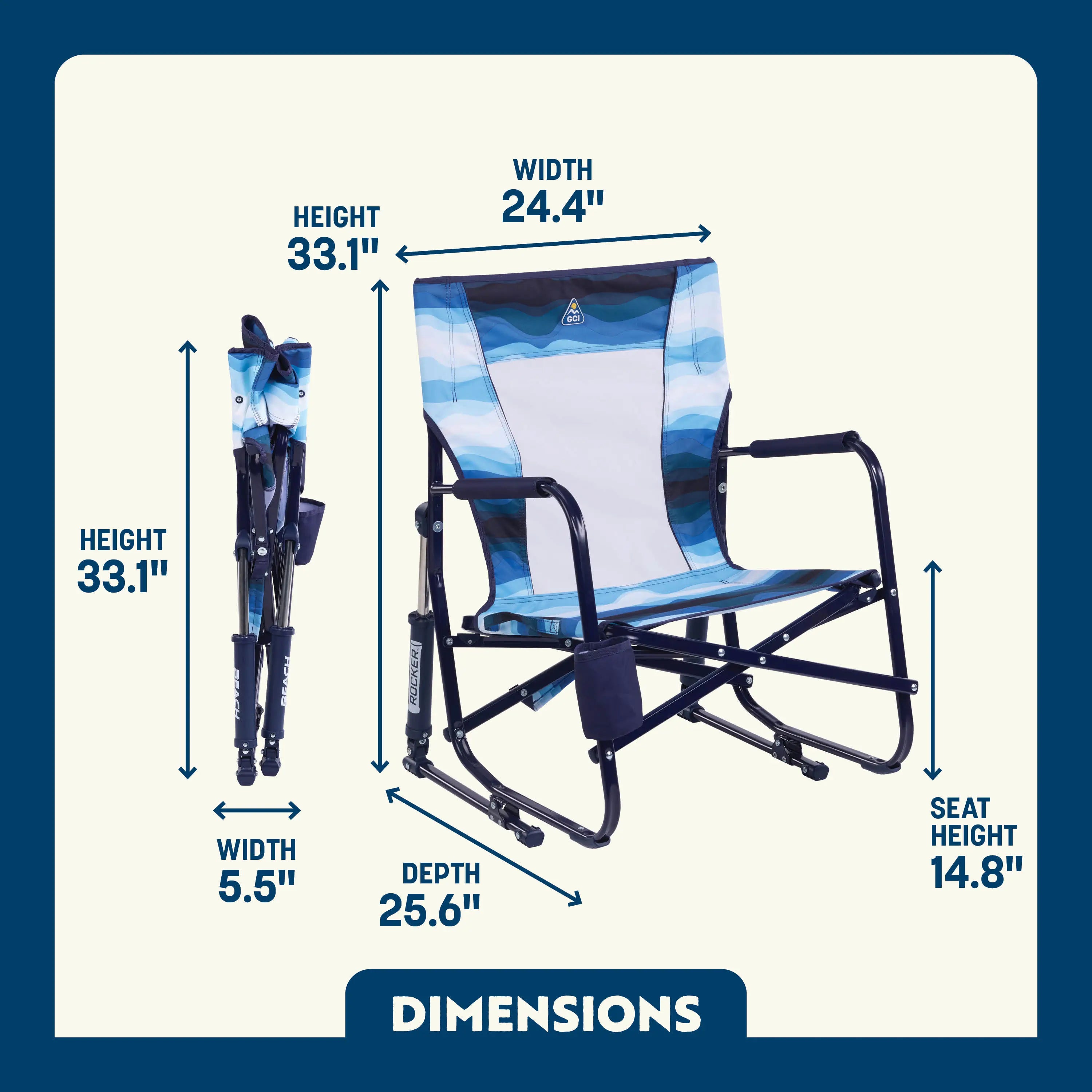 Luxury Camp Beach Rocker - Choice 712 - Freestyle Rocker Portable Outdoor Folding Chair Detail