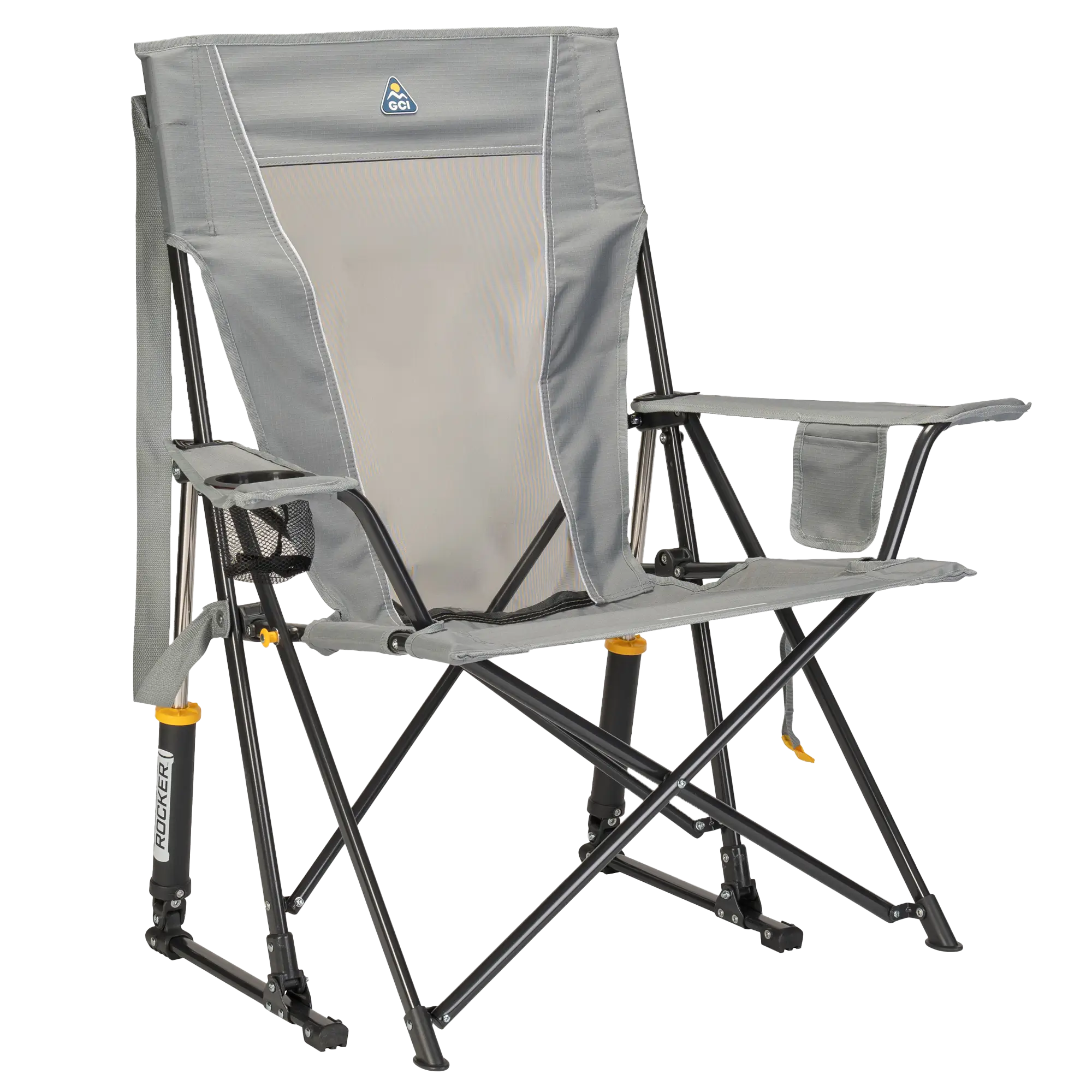 Luxury Camp Comfort Pro Rocker - Choice 375 - Freestyle Rocker Portable Outdoor Folding Chair - Mercury Gray