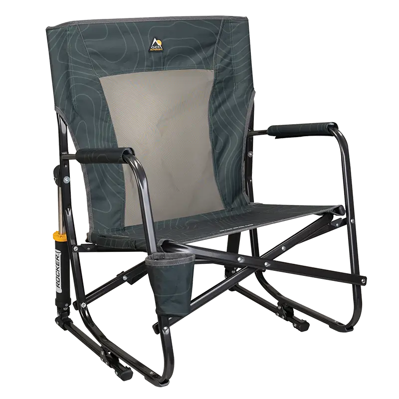 Heavy-Duty Freestyle FirePit Rocker - Choice 737 - RoadTrip Rocker Smooth Motion Camp Chair - Hunter Topo
