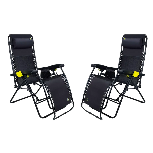 Sand-Friendly Freeform Zero Gravity Lounger Bundle - Choice 507 - Rust-Resistant Aluminum Sand-Friendly Lounge Chair - Black