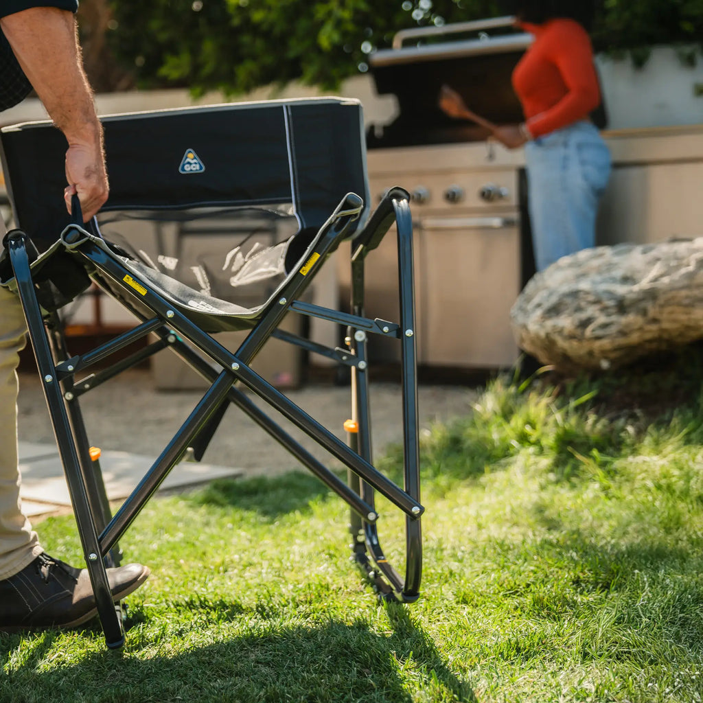 Luxury Camp Freestyle Rocker - Choice 711 - Heavy-Duty Kickback Rocker with Beverage Holder Detail