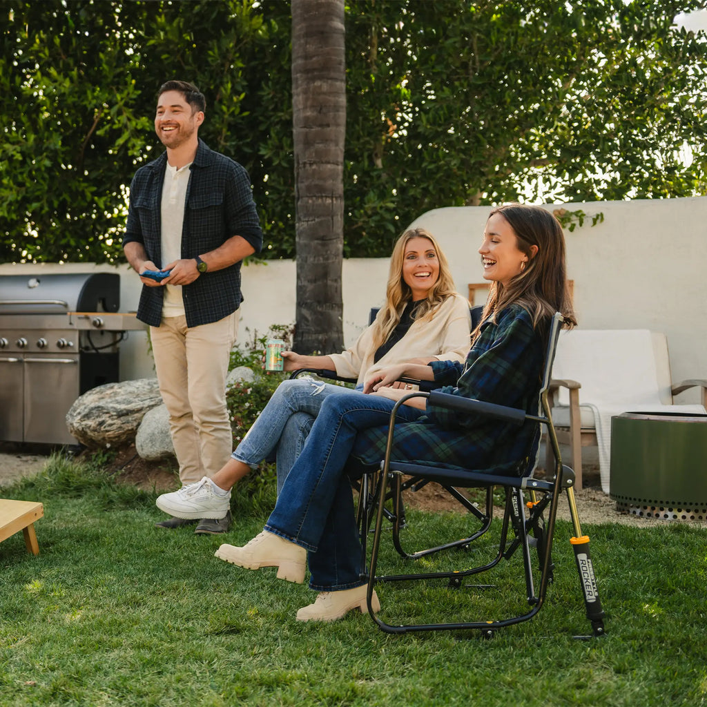 Luxury Camp Freestyle Rocker - Choice 711 - Heavy-Duty Kickback Rocker with Beverage Holder Detail