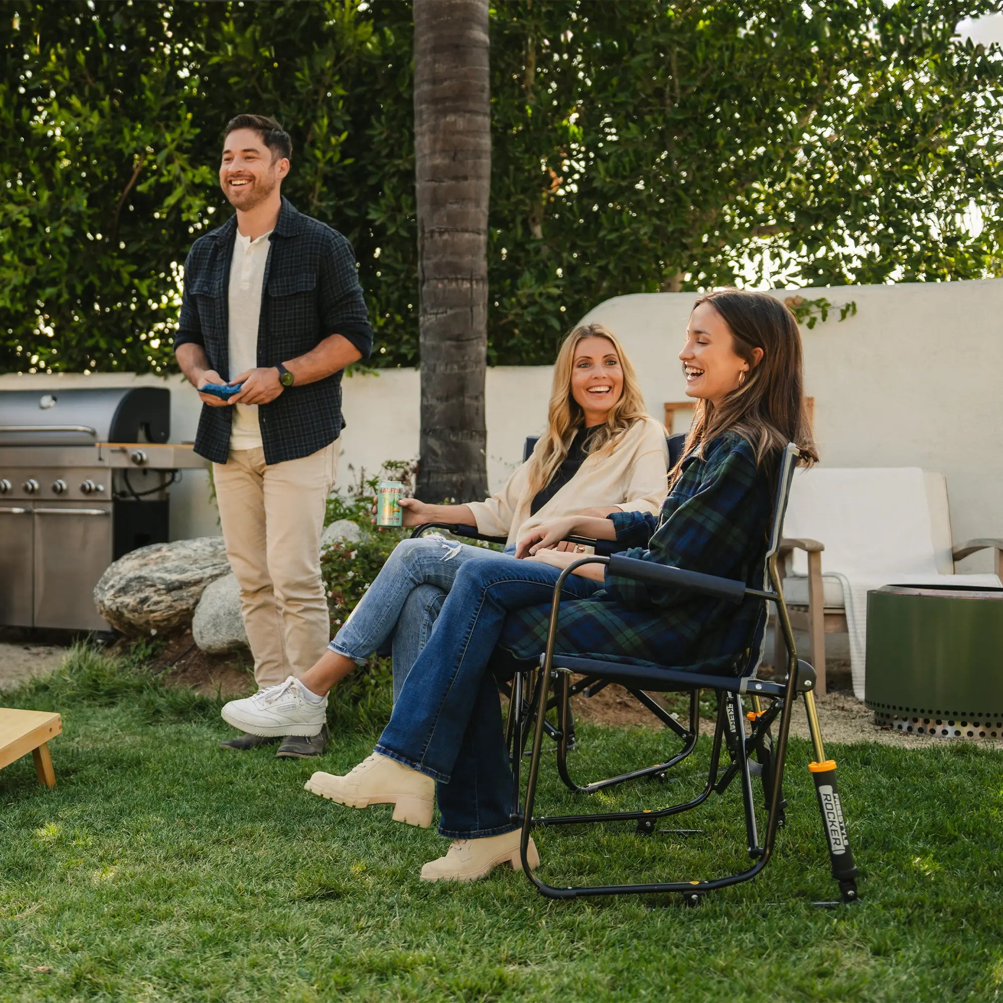 Luxury Camp Freestyle Rocker - Choice 711 - Heavy-Duty Kickback Rocker with Beverage Holder Detail