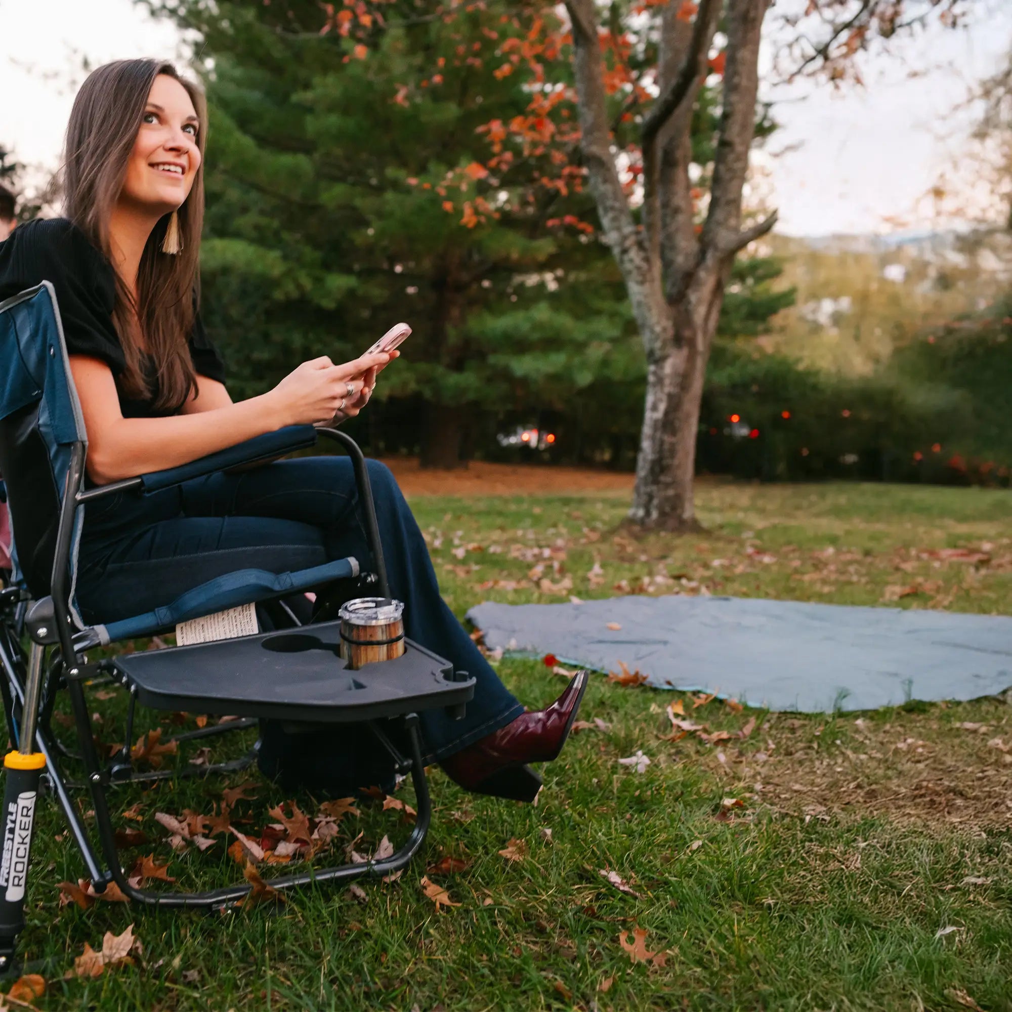 Luxury Camp Freestyle Rocker with Side Table - Choice 853 - Freestyle Rocker Portable Outdoor Folding Chair Detail