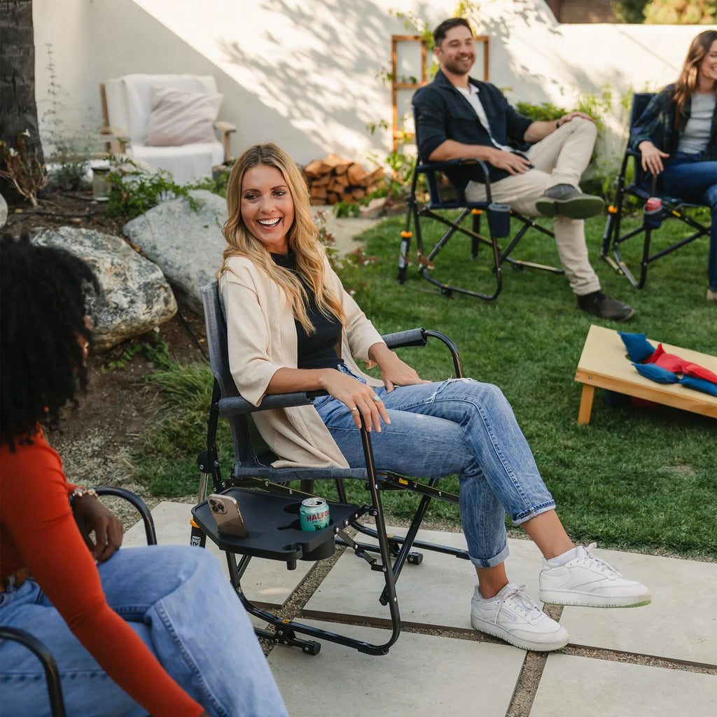 Luxury Camp Freestyle Rocker with Side Table - Choice 853 - Freestyle Rocker Portable Outdoor Folding Chair Detail