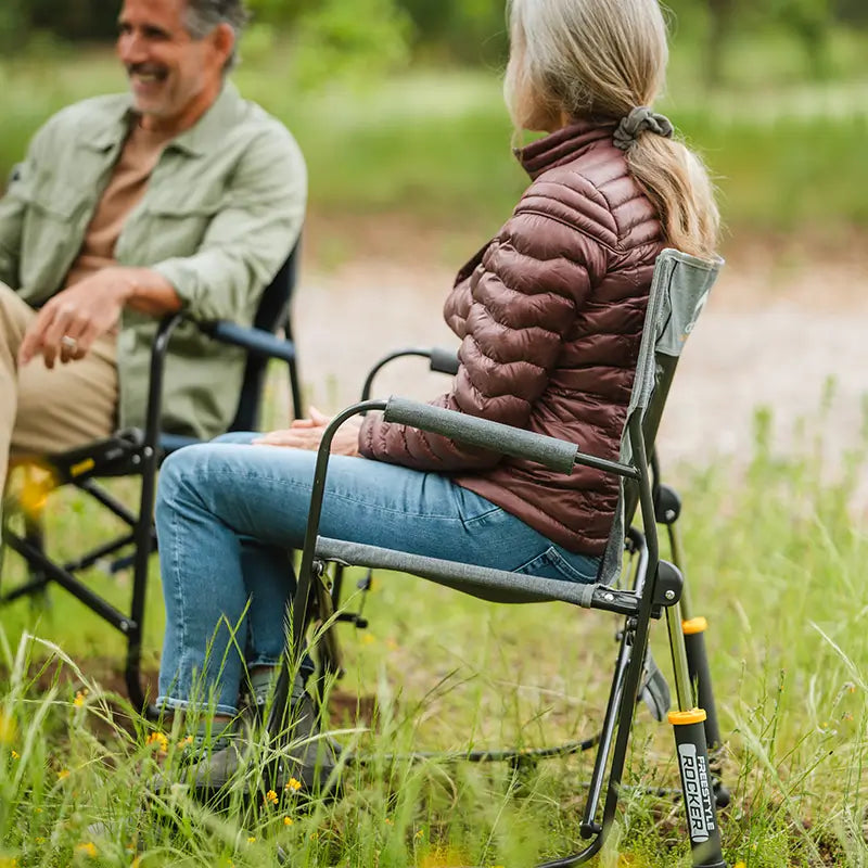 Luxury Camp Freestyle Rocker with Side Table - Choice 853 - Freestyle Rocker Portable Outdoor Folding Chair Detail