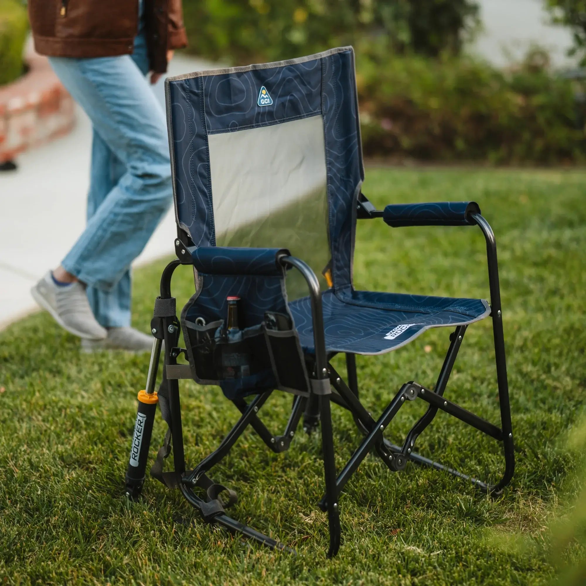 Premium All-Weather Stowaway Rocker - Choice 794 - Patented Spring-Action Rocking Chair for Camping Detail