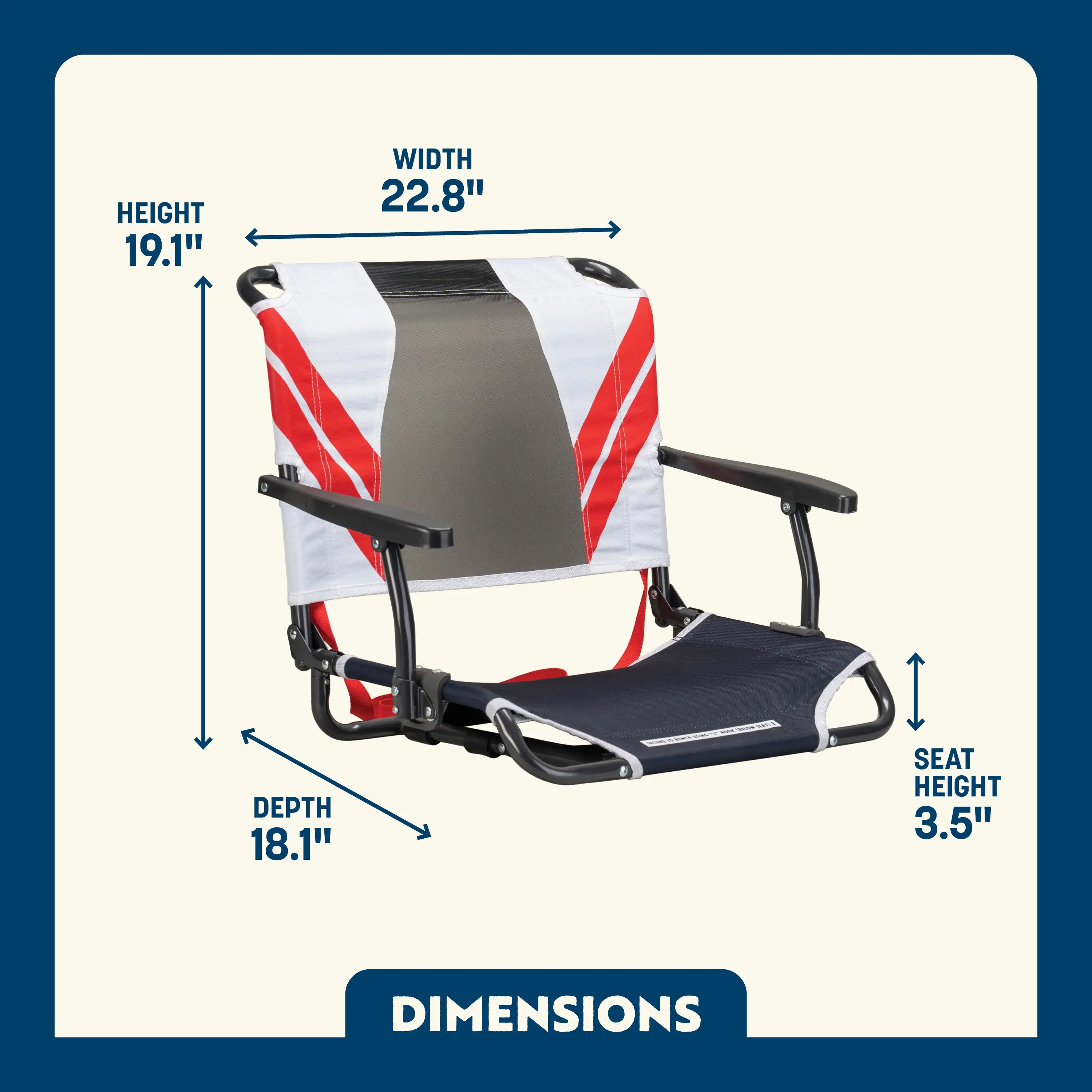 Bleacher-Friendly Big Comfort Stadium Chair with Armrests - Choice 465 - Bleacher-Friendly Stadium Chair with Back Support Detail
