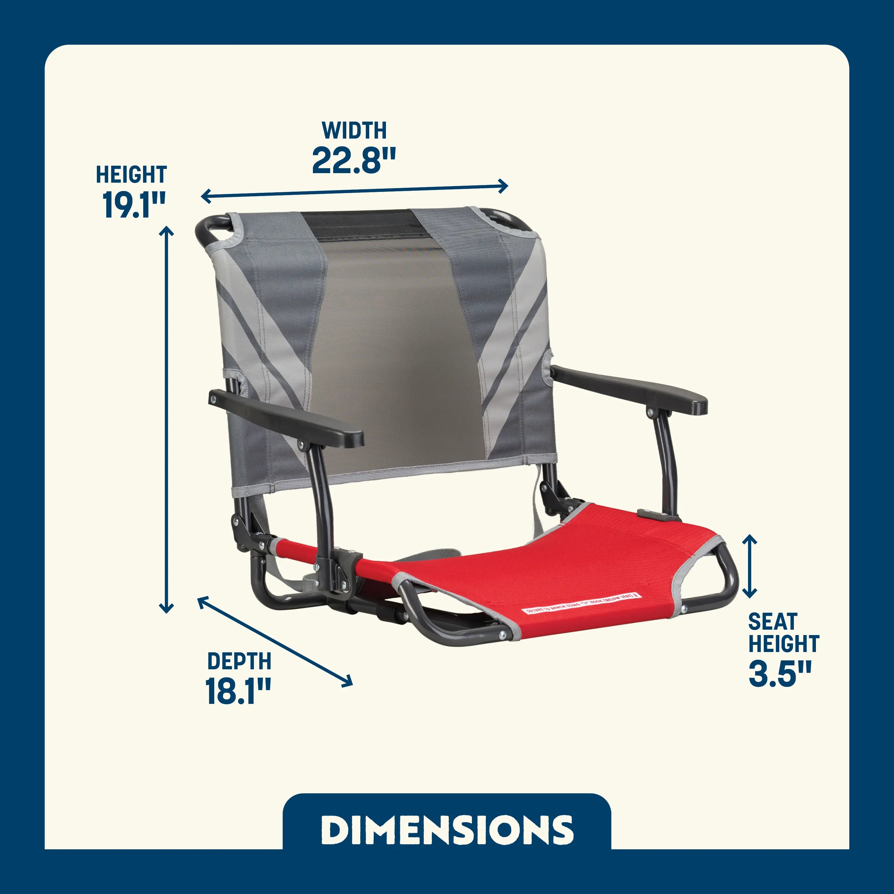 Bleacher-Friendly Big Comfort Stadium Chair with Armrests - Choice 465 - Bleacher-Friendly Stadium Chair with Back Support Detail