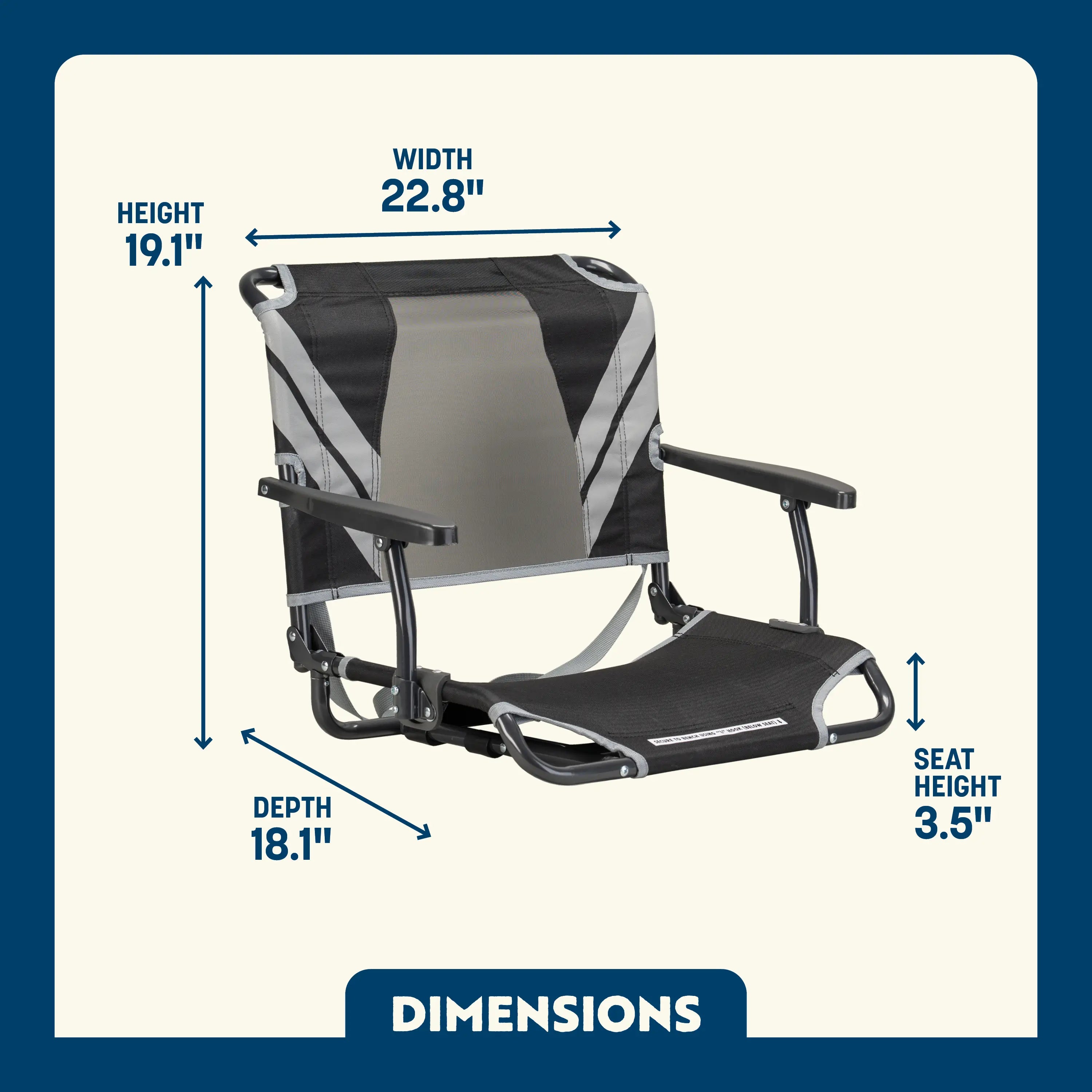 Bleacher-Friendly Big Comfort Stadium Chair with Armrests - Choice 465 - Bleacher-Friendly Stadium Chair with Back Support Detail