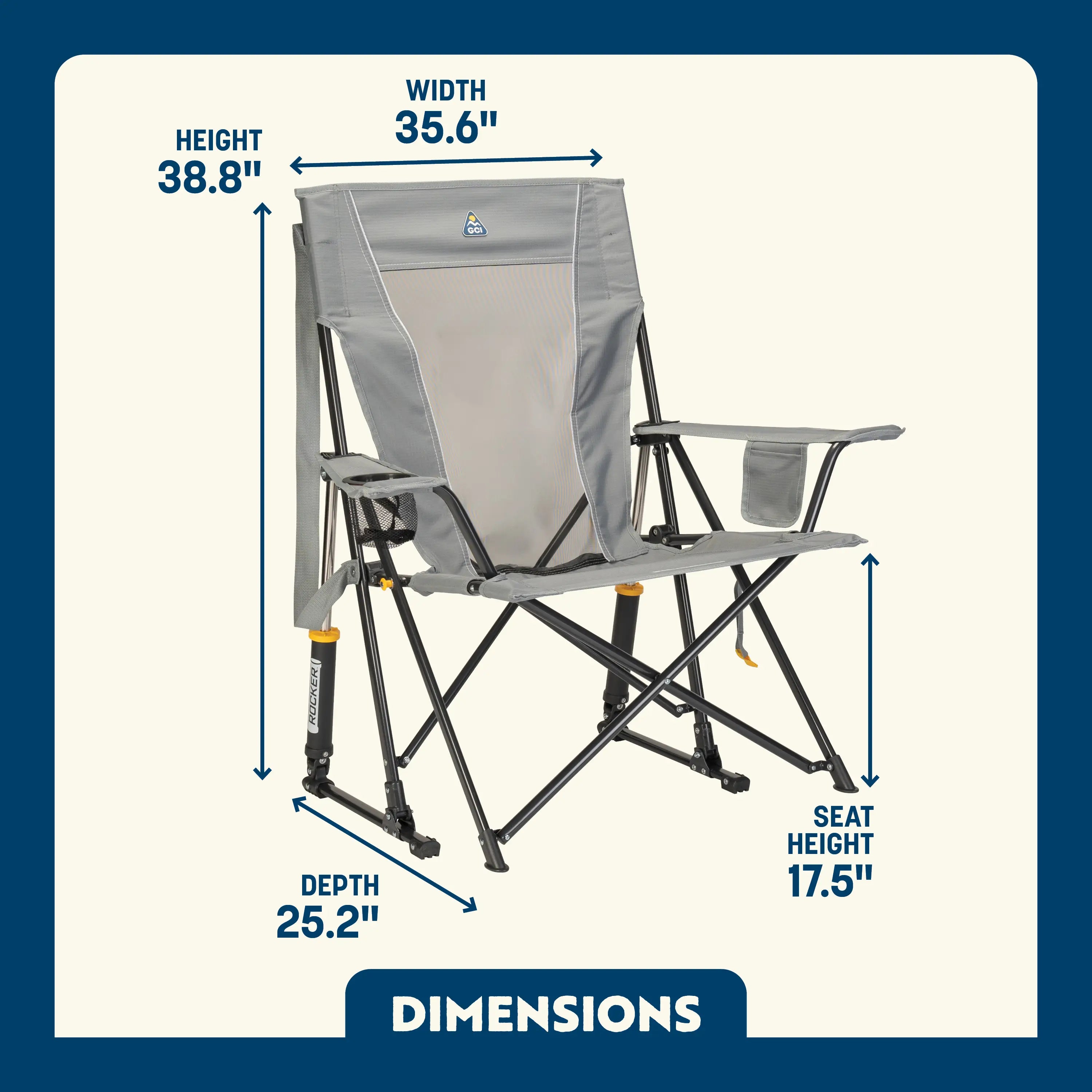 Luxury Camp Comfort Pro Rocker - Choice 375 - Freestyle Rocker Portable Outdoor Folding Chair Detail